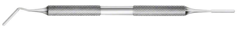 Periotom mit 2,5 mm breiten Enden und geriffeltem Griff.