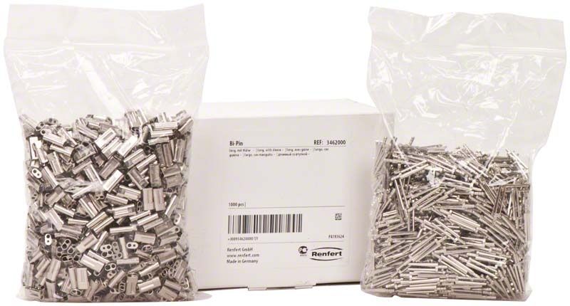 Hochwertige Bi-Pin Modellpins mit Hülse für Dentalanwendungen, 1000 Stück.