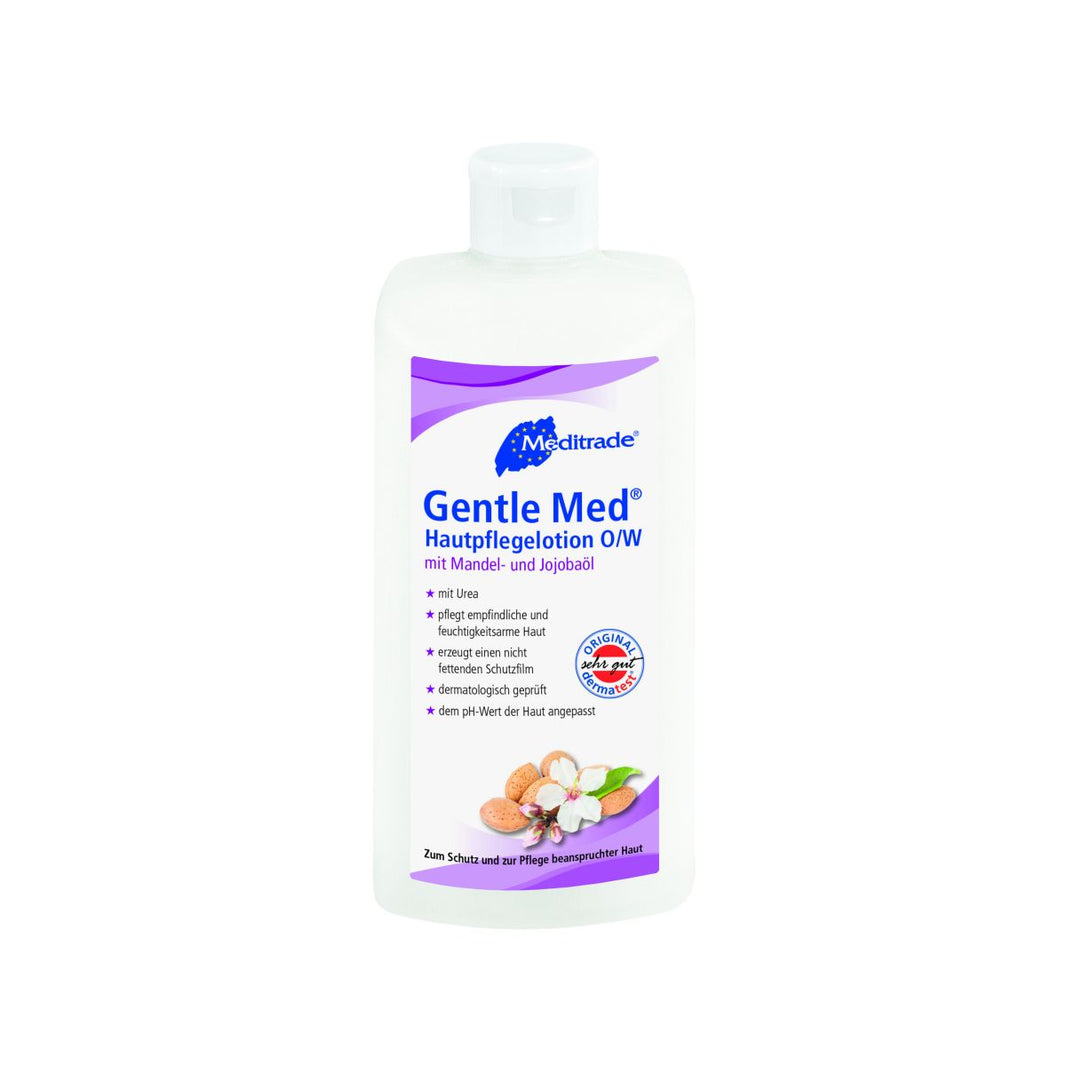 Gentle Med Hautpflegelotion Flasche 500ml mit Etikett und Inhaltsangaben.