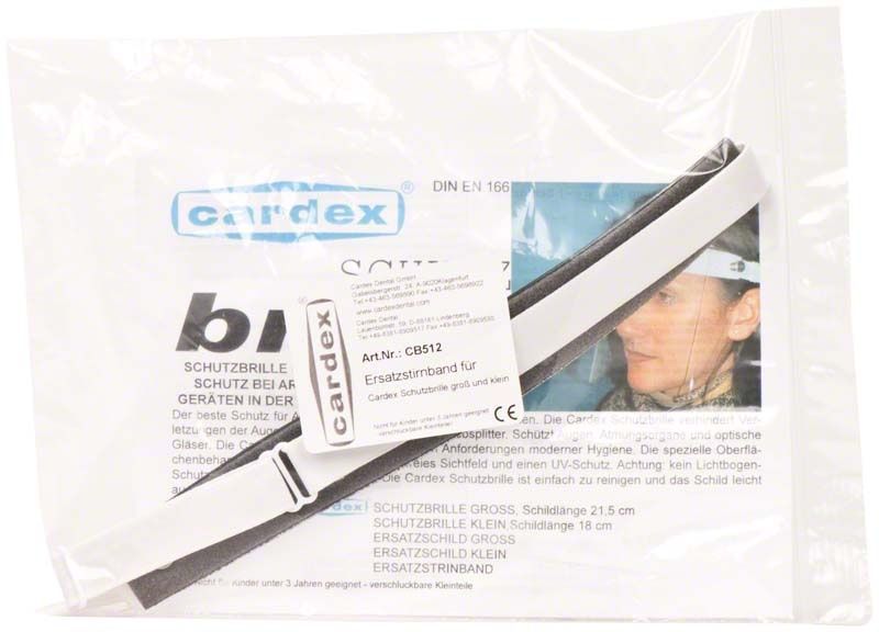 Ersatz-Stirnband für Dental-Schutzbrille in transparenter Verpackung.