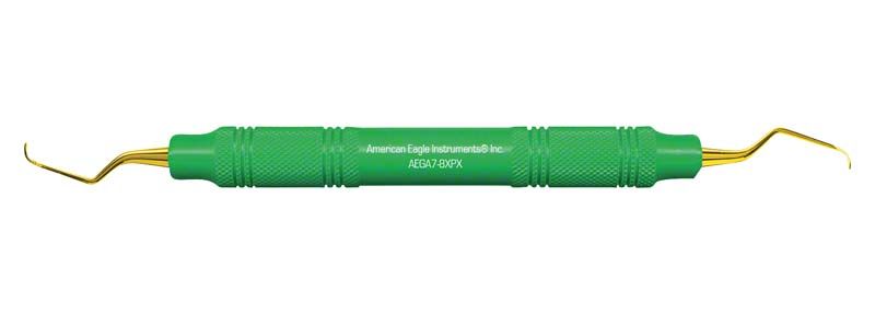 Grüner American Eagle XP Gracey Kürette mit ergonomischem Griff und goldener Klinge.