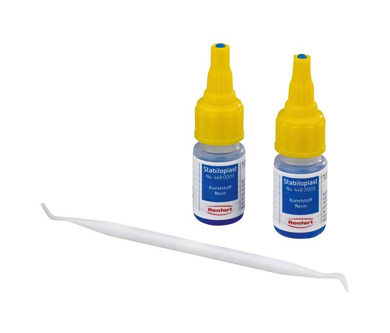 Zwei Flaschen Stabiloplast Kunststoff 2 x 10g mit Applikator.