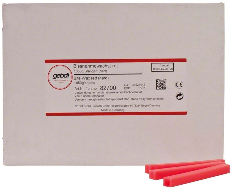 Bissnehmewachs Stangen 1850g in roter Farbe vor Verpackung