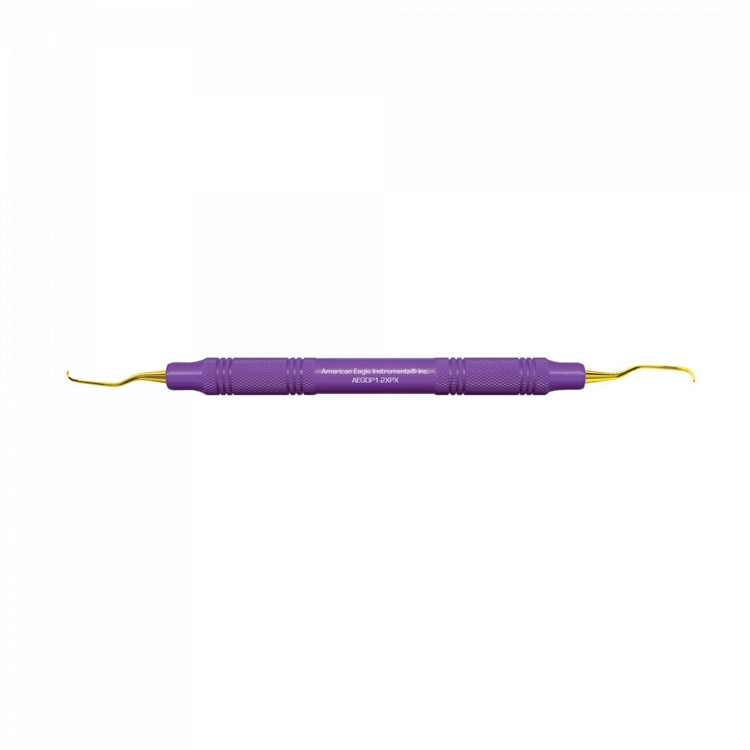 Lila American Eagle XP Gracey +3 Kürette mit goldfarbenen Spitzen.