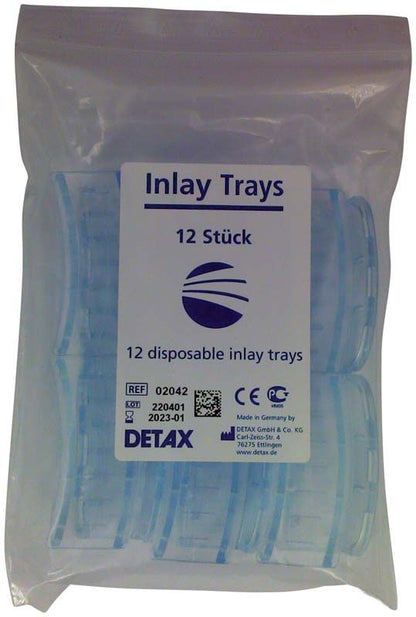 Verpackung mit zwölf großen Inlay-Löffeln für dentale Abformung.