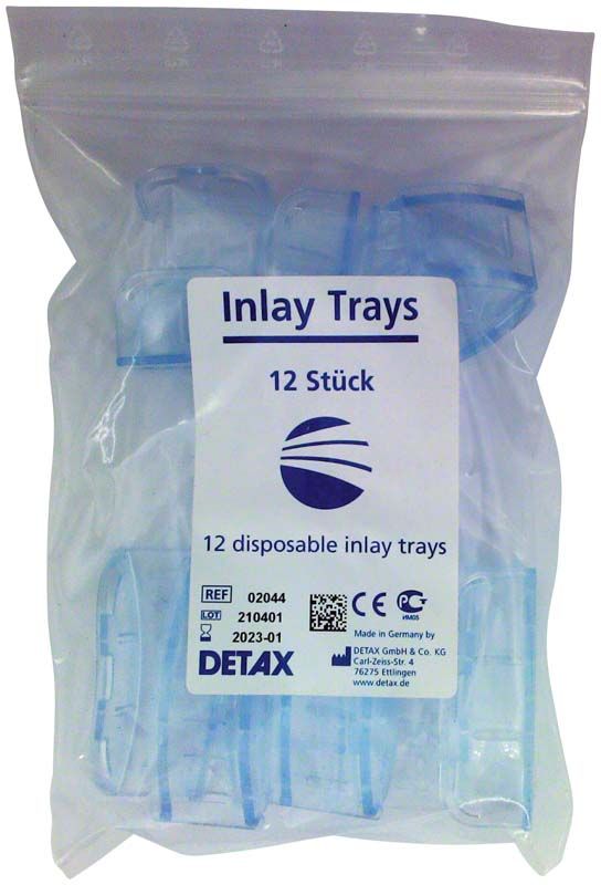 Inlay-Löffel in transparentem Beutel mit Etikett und Produktinformationen.