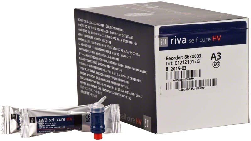 Riva Self Cure HV Kapseln A3 Verpackung mit Kapsel im Vordergrund.