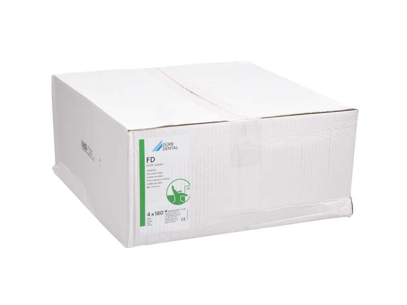 Weiße Verpackung der FD Multi Wipes Nachfüllbeutel mit Produktetikett.