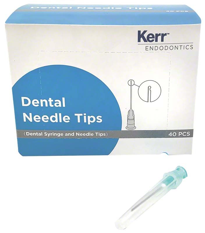 Verpackung von Dental Needle Tips und eine grüne Irrigation Probe™ Nadel.