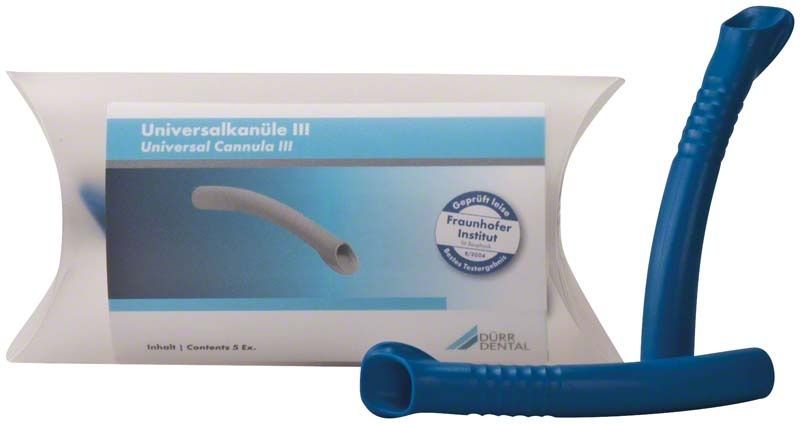 Universalkanülen III blau 5er mit Verpackung und Einzelkanüle im Vordergrund.