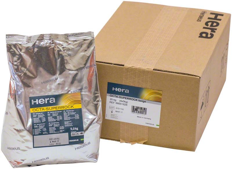 Beutel und Karton mit OCTA-SUPERROCK beige Verpackung von Hera.