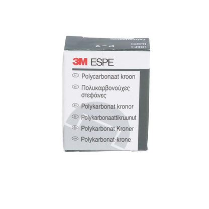 Polycarbonat-Kronen-Verpackung von 3M mit mehrsprachigem Etikett.