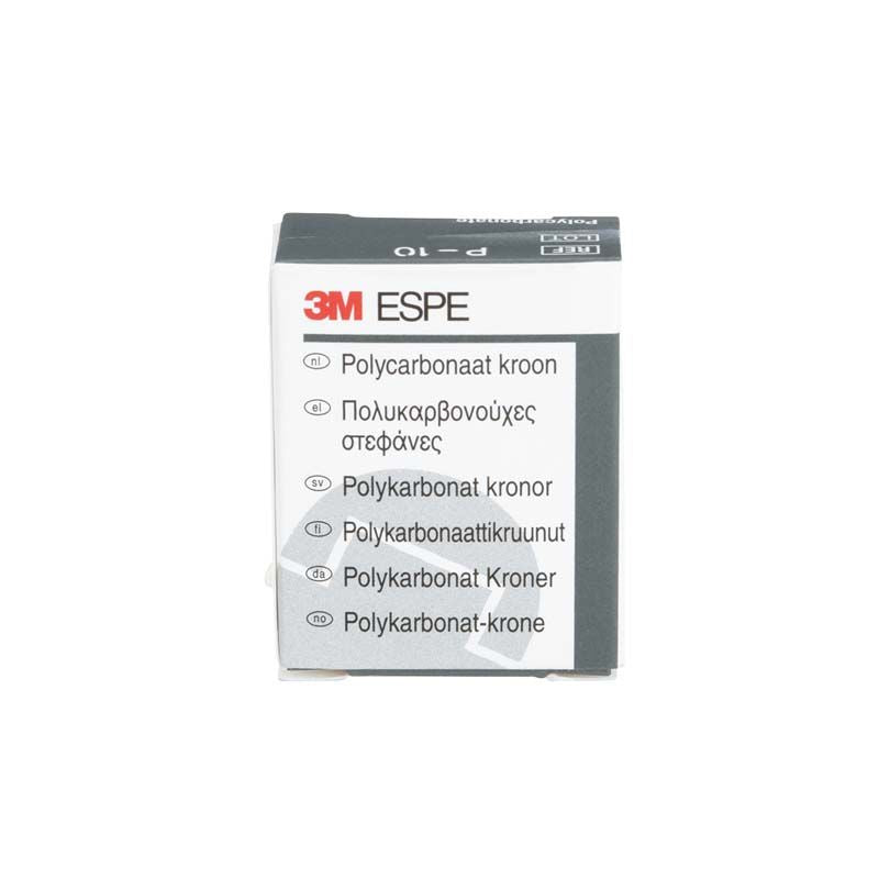 Polycarbonat-Kronen-Verpackung von 3M mit mehrsprachiger Beschriftung.