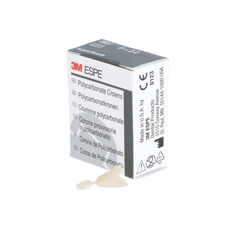 3M ESPE Polycarbonat-Kronenverpackung Nr. 22 mit sichtbarer Krone.