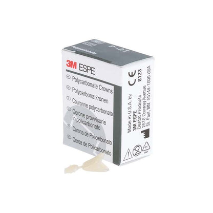 Polycarbonat-Kronenverpackung von 3M mit sichtbaren Kronen und mehrsprachiger Beschriftung.