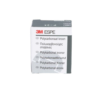 Polycarbonat-Kronen-Verpackung mit mehrsprachiger Produktbezeichnung und 3M-Logo.