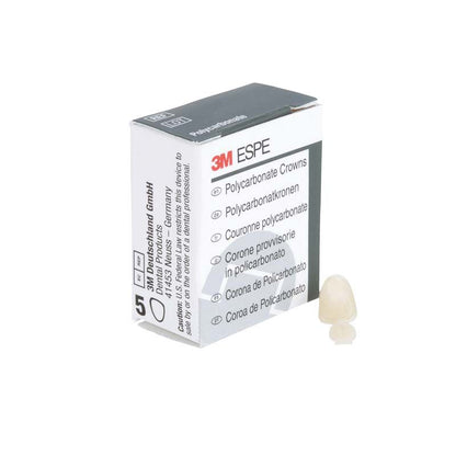 Polycarbonat-Krone und Verpackung der 3M ESPE für Oberkiefer-Frontzähne.