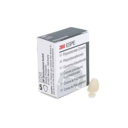 Polycarbonat-Krone OK Front Nr. 28 neben Verpackung von 3M ESPE.