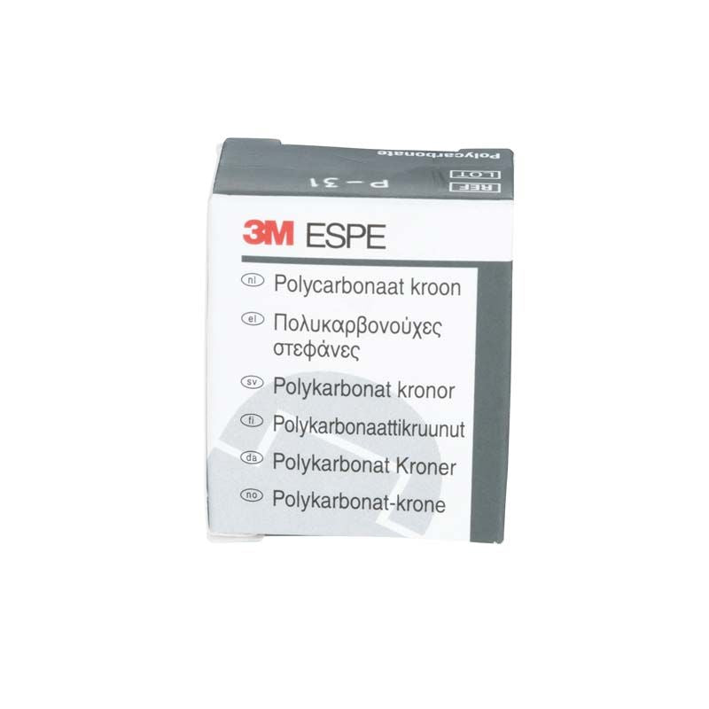 Polycarbonat-Kronen Eckzähne Nr. 31 Verpackung von 3M mit Produktdetails.