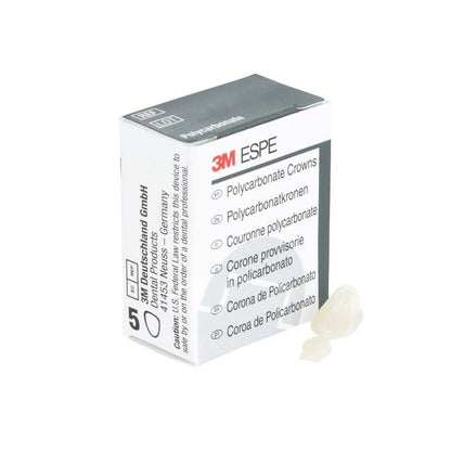Polycarbonat-Kronen Eckzähne Nr. 35 neben Verpackung mit mehrsprachiger Beschriftung.