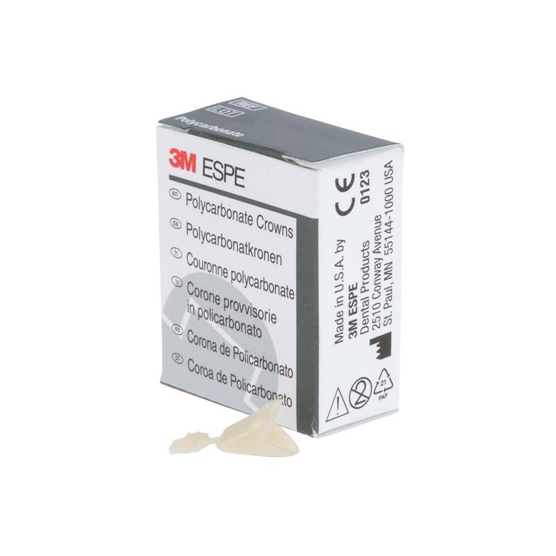 Verpackung der 3M Polycarbonat-Kronen Eckzähne Nr. 39 mit Produkt und Etikett.