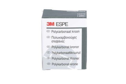 Verpackung der Polycarbonat-Krone Prämolar Nr. 51 von 3M mit mehrsprachiger Beschriftung.