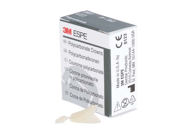 Polycarbonat-Krone Nr. 60 neben der Verpackung von 3M ESPE.