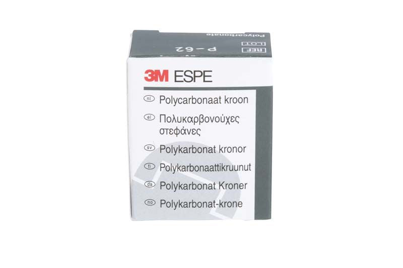 Polycarbonat-Kronen UK Front Nr. 62 in mehrsprachiger Verpackung von 3M ESPE.
