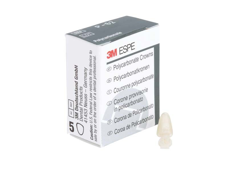Polycarbonat-Krone UK Front Nr. 62 neben 3M ESPE Verpackung.