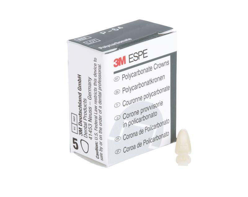 Polycarbonat-Kronen UK Front Nr. 64 neben Verpackung mit mehrsprachiger Beschriftung.