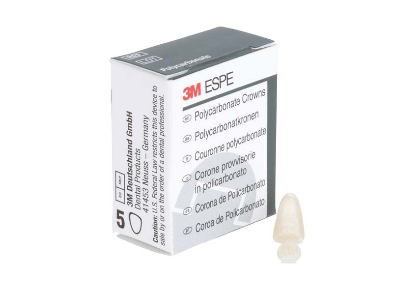 Polycarbonat-Krone vor Verpackung mit mehrsprachiger Beschriftung auf weißem Hintergrund.