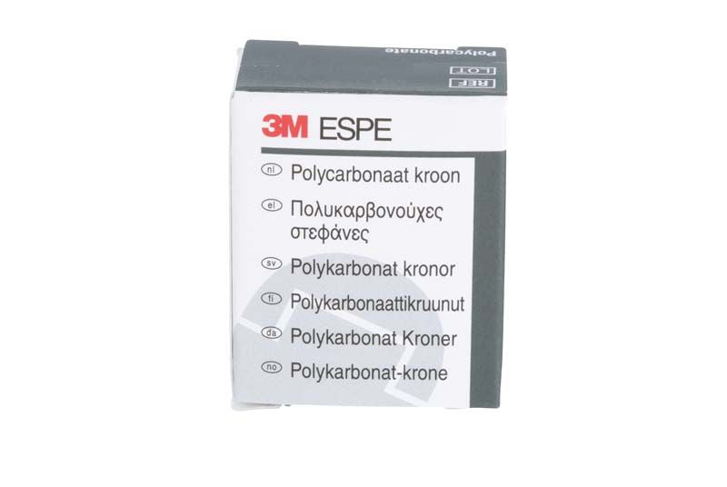 Polycarbonat-Kronen Verpackung mit mehrsprachigem Text und 3M-Logo.