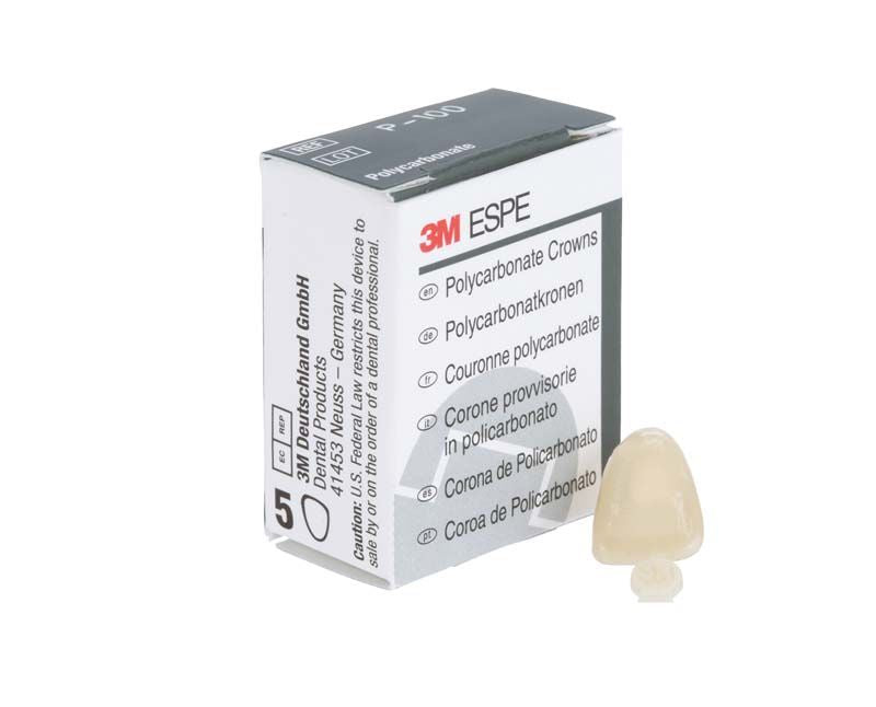 Polycarbonat-Kronen OK Front Nr. 100 neben mehrsprachiger Produktverpackung.