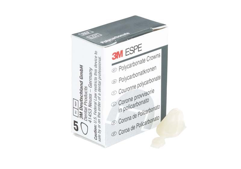 Polycarbonat-Krone Eckzähne Nr. 302 neben 3M ESPE Verpackung.