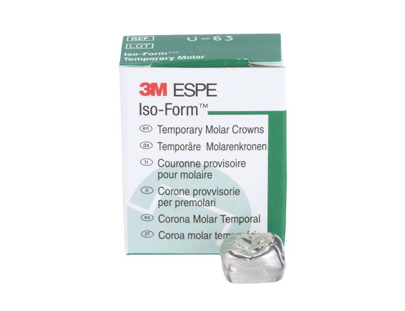 3M Iso-Form Temporäre Molarenkrone aus Edelstahl vor Verpackung