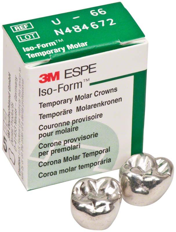 Grüne Verpackung der 3M Iso-Form Kronen für Molaren mit zwei Kronen.