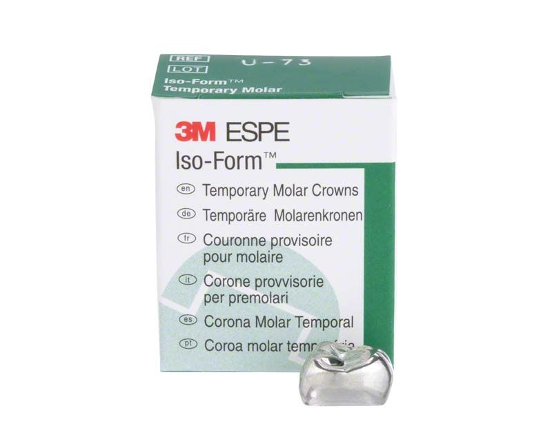Iso-Form Kronen Molaren OK U-73, Produktverpackung mit Zahnkrone.