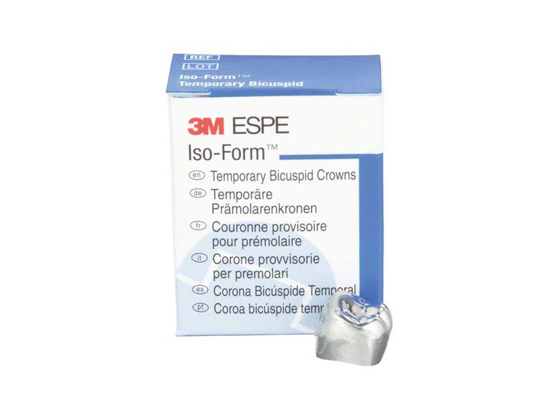 Temporäre Prämolarenkrone Iso-Form Kronen Prämolaren UK L-58 vor Verpackung.