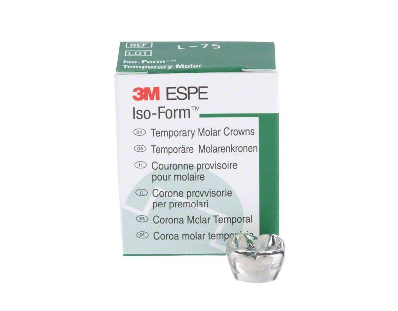 Iso-Form Kronen Molaren UK L-75 mit Verpackung und Zahnkrone.
