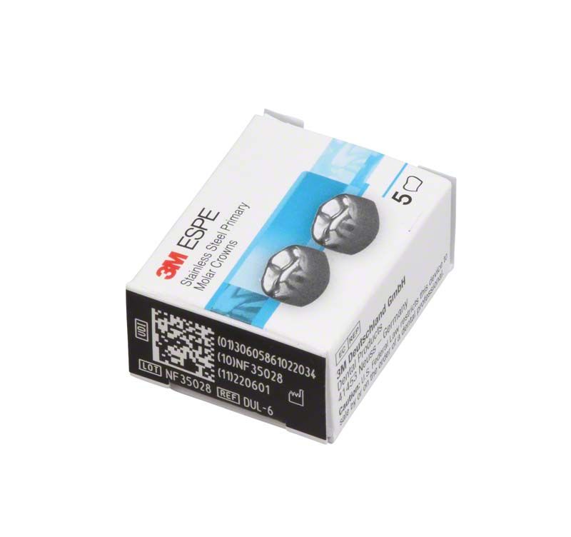 Edelstahlkronen für Milchzahnmolaren in Originalverpackung von 3M.