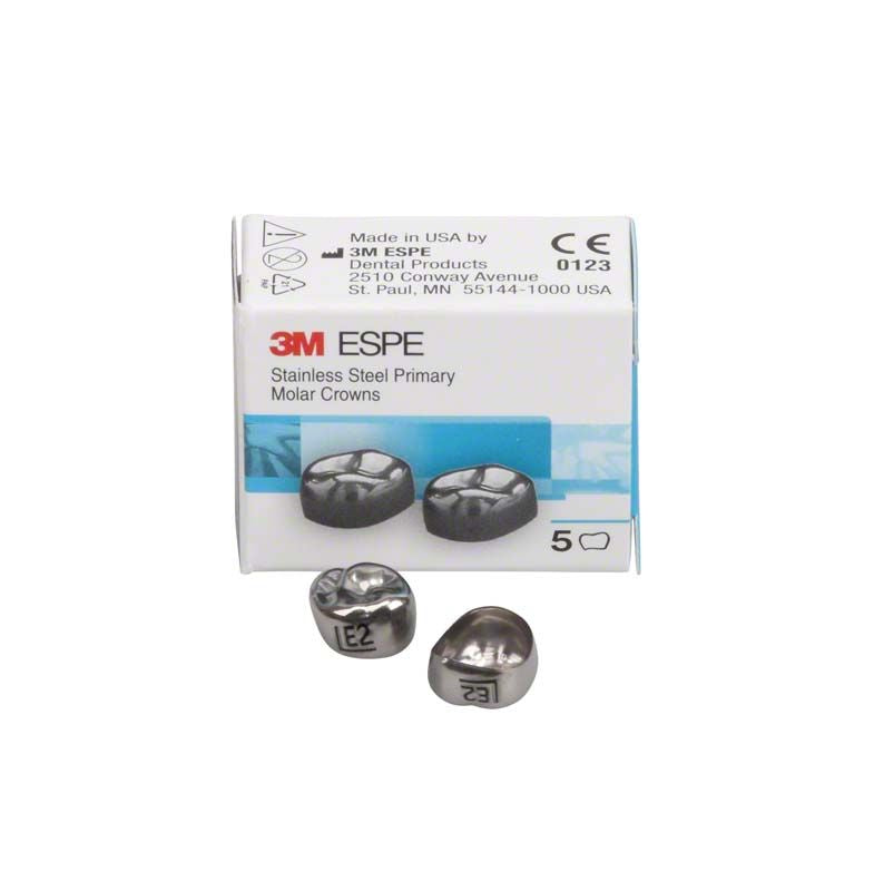 Edelstahlkronen für Milchzahnmolaren mit Verpackung von 3M ESPE.