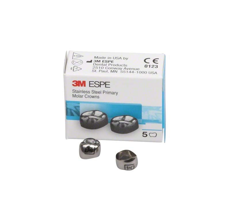 Edelstahlkronen für Milchzahnmolaren mit Verpackung von 3M ESPE.