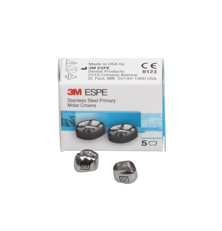 Edelstahlkronen für Milchzahnmolaren mit Verpackung von 3M ESPE.