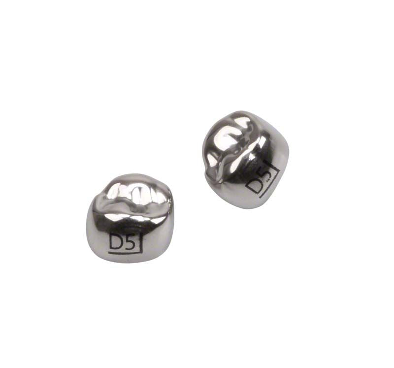 Edelstahlkronen für Milchzahnmolar OK D-UR-5 mit Gravur "D5".