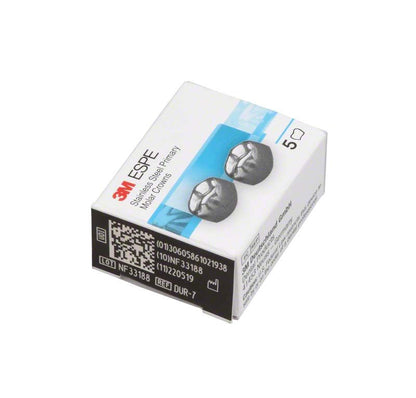 Verpackung der 3M Edelstahlkronen für Milchzahnmolar OK, Detailansicht.