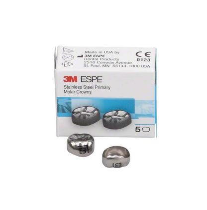 Edelstahlkronen für Milchzahnmolaren mit Verpackung von 3M ESPE.