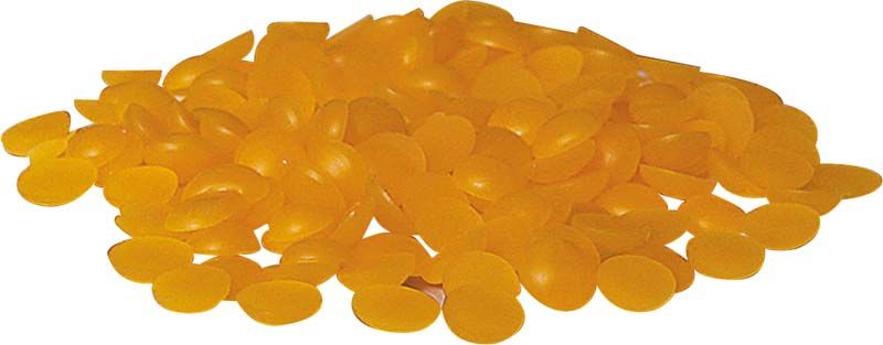 Gelbe Rewax Tauchwachs Pellets für den dentalen Einsatz