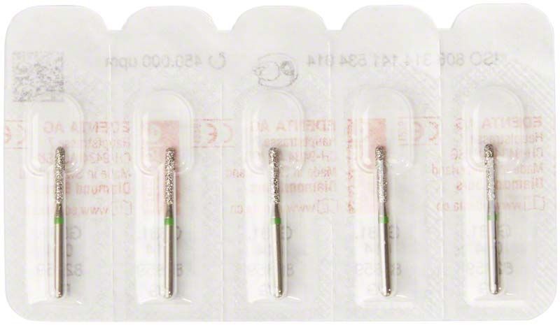 Diamantenschleifer Diamant FG G881 014 grün in Blisterverpackung.