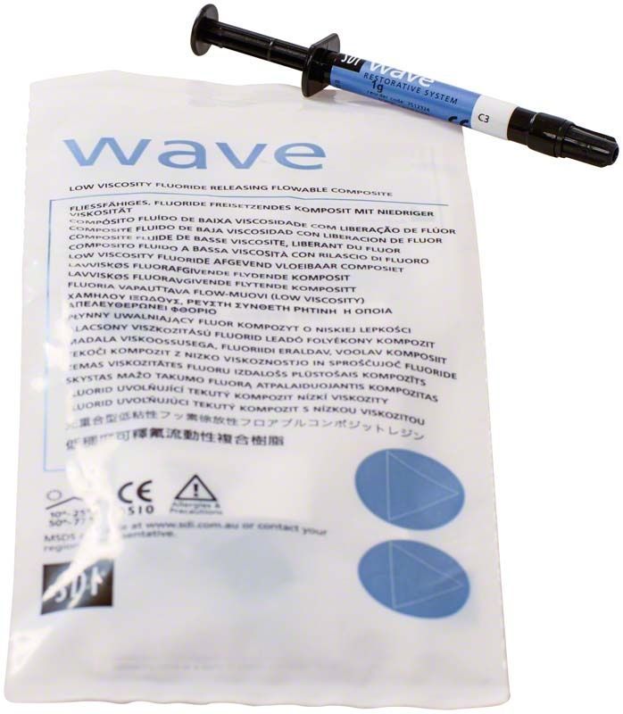 Niedrigviskoses fluoridfreisetzendes Flowable-Komposit Wave Spritze C3 mit Verpackung.