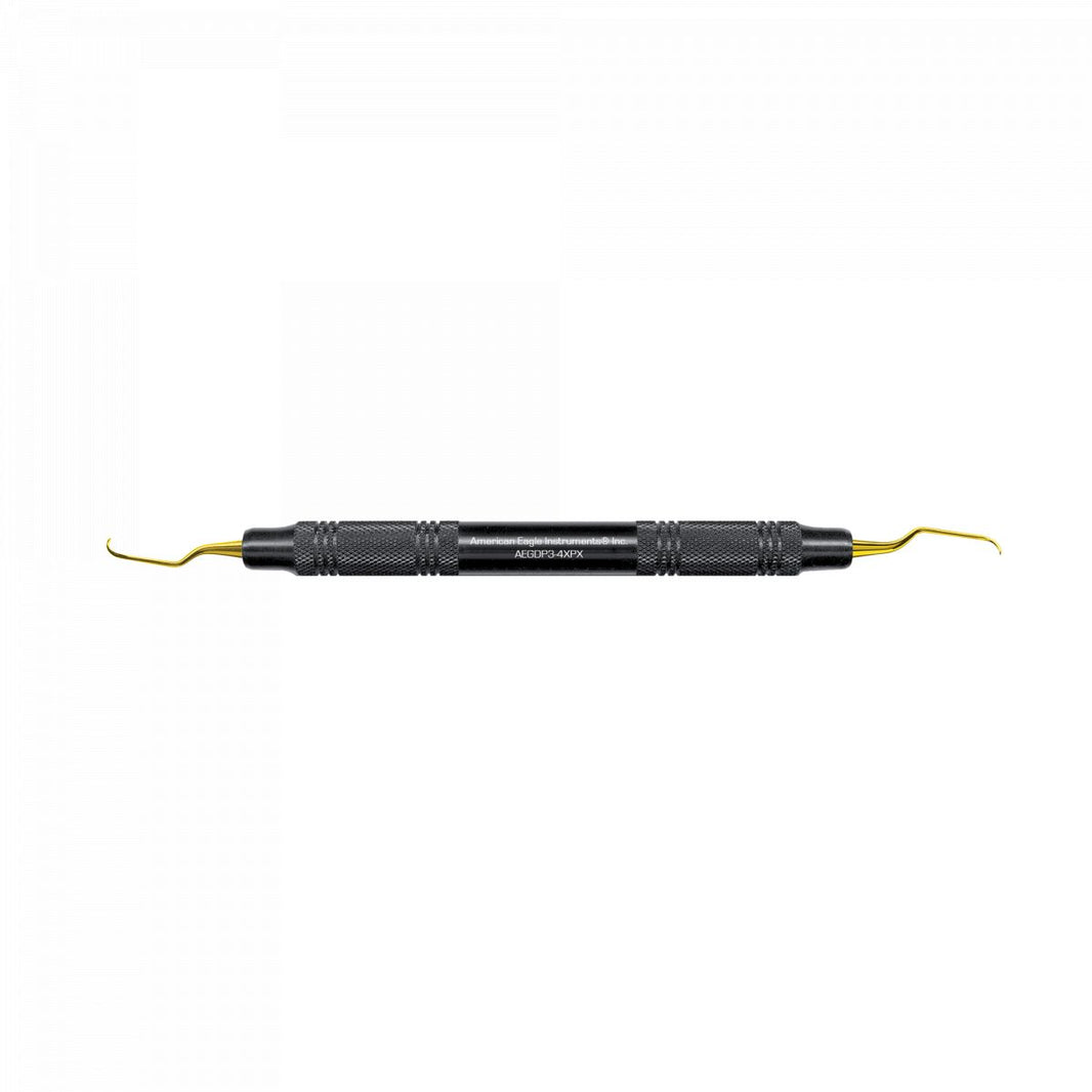 American Eagle XP Gracey +3 Kürette mit goldfarbenen Spitzen und ergonomischem Griff.